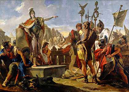 泽诺比亚女王对她的士兵讲话`Queen Zenobia Addressing Her Soldiers by Giovanni Battista Tiepolo