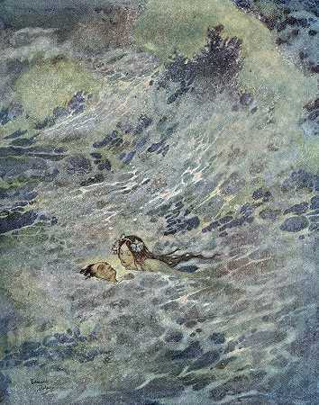 美人鱼2`The Mermaid Pl 2 (1911) by Edmund Dulac