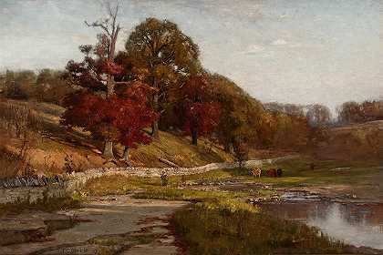 弗农橡树`Oaks of Vernon (1887) by Theodore Clement Steele
