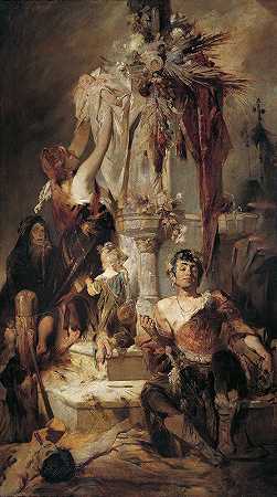 古代受害者场景`Ancient Victim Scene (1880) by Hans Makart