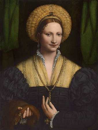 一位女士的肖像`Portrait of a Lady (1520~1525) by Bernardino Luini