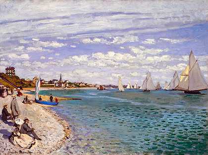 圣阿德里斯帆船赛`Regatta at Sainte-Adresse by Claude Monet