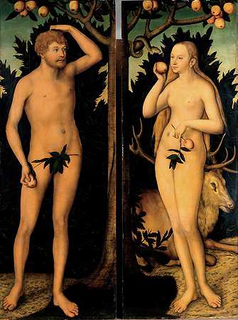亚当和夏娃`Adam and Eve (After 1537) by Lucas Cranach the Younger
