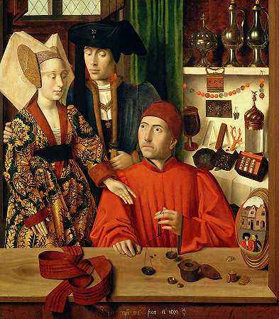他店里的金匠`A Goldsmith in His Shop by Petrus Christus