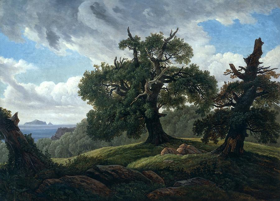 海边的橡树`Oak Trees by the Sea by Carl Gustav Carus