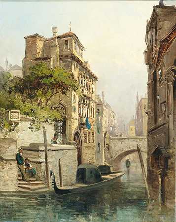 威尼斯风光`Venetian Scene by Theodor Freiherr von Ehrmanns