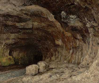 南苏圣安妮附近的萨拉津石窟`Grotto of Sarrazine near Nans~sous~Sainte~Anne by Gustave Courbet