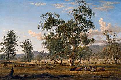 带牛的帕特代尔景观`Patterdale Landscape with Cattle by John Glover
