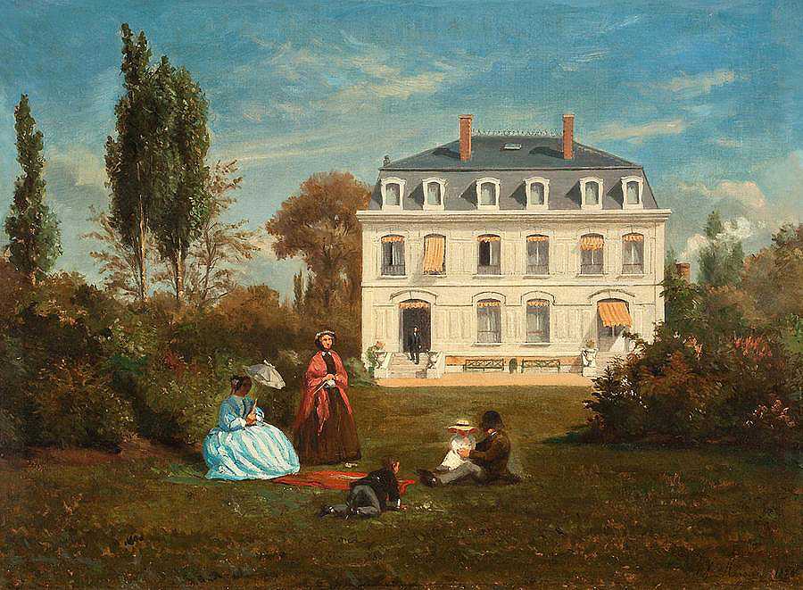 在花园里`In the Garden by Charles Jean Mercier