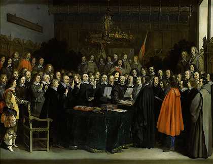 《明斯特条约》的批准`The Ratification of the Treaty of Münster (1648) by Gerard ter Borch