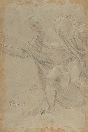 站着垂着的男性形象`Standing Draped Male Figure (ca. 1550) by Baldassarre Franceschini