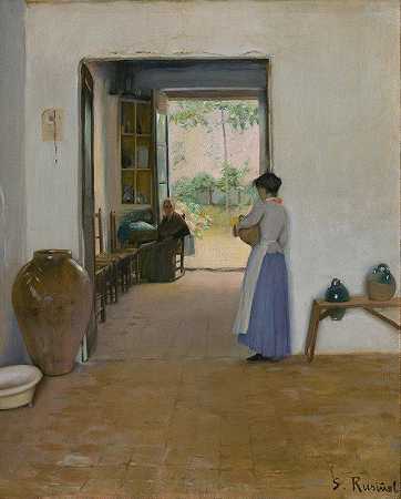 屋内网站`Sitges Interior (circa 1894) by Santiago Rusiñol