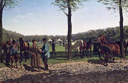 海牙马利班赛马会`Horse Fair on the Maliebaan at the Hague by Cornelius Schermer