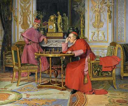 国际象棋比赛`The Chess Game by Henri Laissement