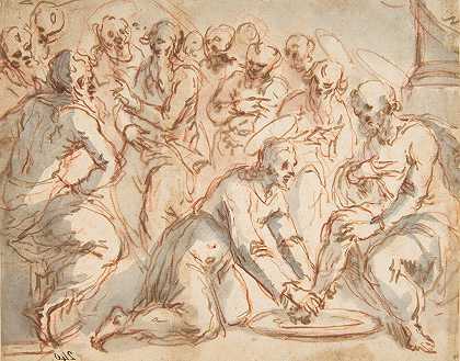 基督洗刷门徒脚`Christ Washing the Disciples Feet (1563–1610) by Francesco Vanni