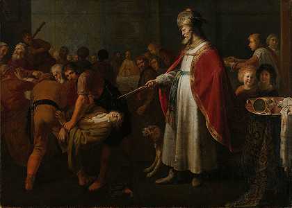 不值得结婚的客人的寓言`The Parable of the Unworthy Wedding Guest (1630 ~ 1651) by Jacob Adriaensz Backer