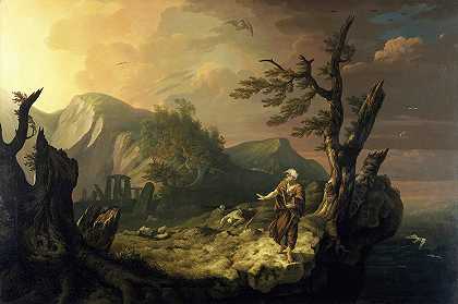 游吟诗人`The Bard (1774) by Thomas Jones