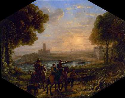 圣马里内拉港景观`Paysage avec le port de Santa Marinella (1639) by Claude Lorrain