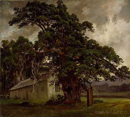帕特代尔的教堂`The Church in Patterdale (1837) by Thomas Fearnley