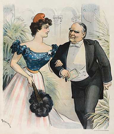 就职舞会，1901年3月4日——为另一个舞蹈订婚`Inaugural ball, March 4th, 1901 – engaged for another dance (1901) by Udo Keppler