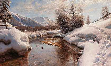 恩加丁冬日的阳光`Winter Sun in Engadin by Peder Mork Monsted