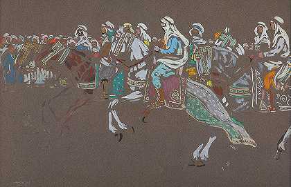 阿拉伯骑兵`Arab Cavalry by Wassily Kandinsky