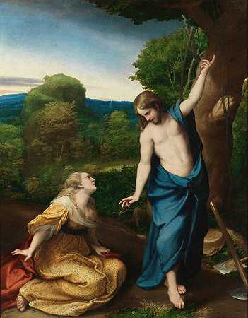 别碰我。`Noli me tangere (ca 1525) by Correggio