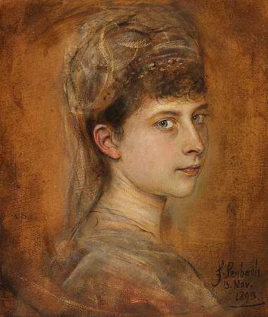 夏洛特·冯·梅宁根，普鲁士公主`Charlotte von Meiningen, Prinzessin von Preussen (1895) by Franz von Lenbach
