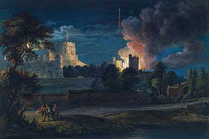 1768年一个欢乐的夜晚，达切特巷的温莎城堡`Windsor Castle from Datchet Lane on a Rejoicing Night 1768 by Paul Sandby