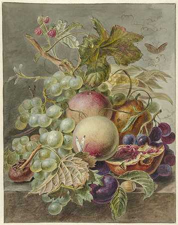 《水果静物》简·埃弗特·莫雷尔`Stilleven met vruchten (1779 ~ 1808) by Jan Evert Morel