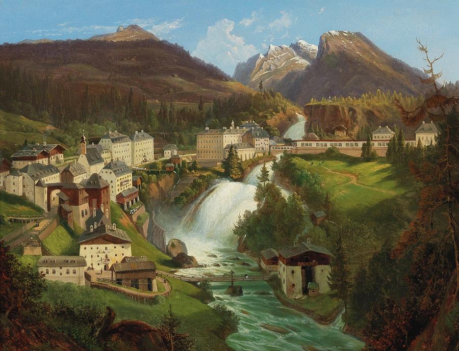 巴德·加斯坦之景`View of Bad Gastein by Emil Ludwig Lohr
