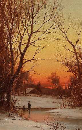 日落、树林和池塘`Sunset, Woods and Pond by Bruce Crane