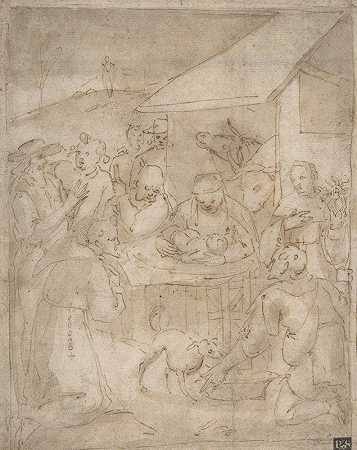 牧羊人的朝拜`Adoration of the Shepherds (1554–1627) by Giovanni Battista Paggi