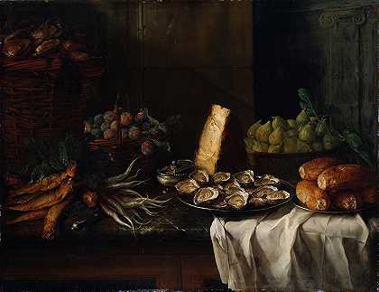 早餐配牡蛎`Breakfast Piece with Oysters (1729) by Alexandre François Desportes