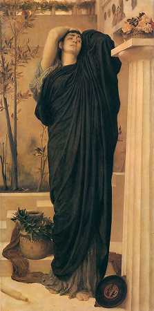 阿伽门农墓前的伊莱克特拉`Electra At The Tomb Of Agamemnon (1868~1869) by Frederic Leighton