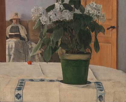 费尔南多·科诺普夫的《霍尔坦西娅》`Hortensia (1884) by Fernand Khnopff