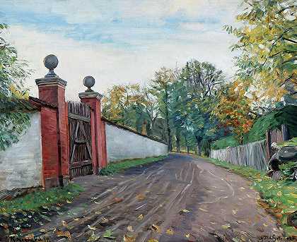 一扇古老的花园大门`An Old Garden Gate by Albert Gottschalk