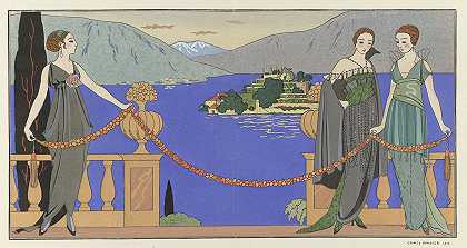 伊索拉贝拉Redfern晚礼服`;Isola Bella; Robes du soir de Redfern (1914) by George Barbier
