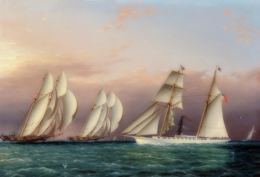 帆船无畏号和哥伦比亚号之间的比赛`Stakes Race Between the Schooners Dreadnaught and Columbia by James Edward Buttersworth