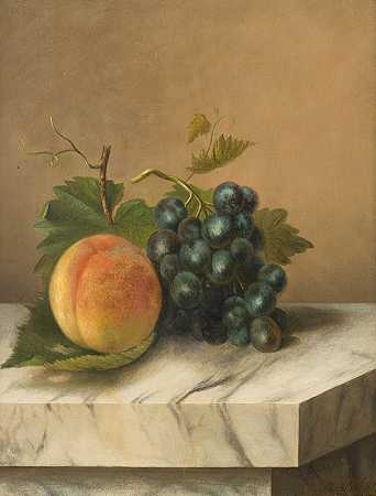 亨德里克·安东尼·弗雷德里克·戈比乌斯的《水果静物》`Fruits still life (1848) by Hendrik Anthony Frederik Gobius