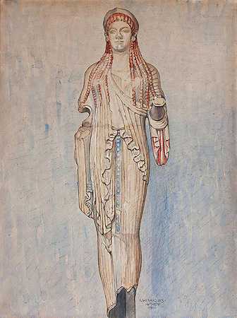 玛丽·亨利克斯（Marie Henriques）创作的Kore（Akropolis Museet Inv.685）`Kore (Akropolis Museet Inv. 685) (1911) by Marie Henriques