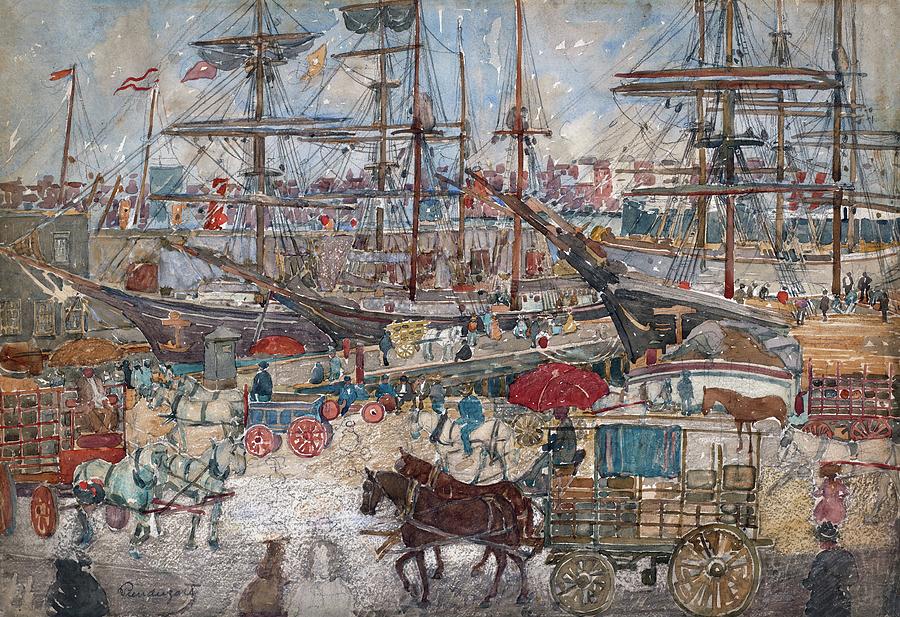 东波士顿码头`Docks, East Boston by Maurice Prendergast