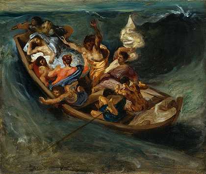 加利利海上的基督`Christ On The Sea Of Galilee by Eugène Delacroix