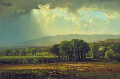 特拉华河谷的收获景象`Harvest Scene in the Delaware Valley by George Inness