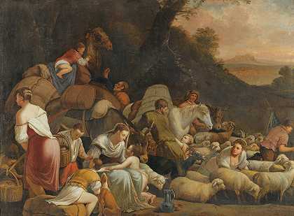 雅各布让我们回到迦南地`Jacobs Return To The Land Of Canaan by After Jacopo Da Ponte