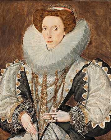 一位女士的肖像`Portrait of a lady (circa 1590) by George Gower