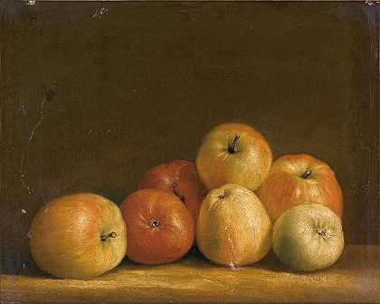 大陆学派的苹果静物画`Still life of apples (circa 1800) by Continental School