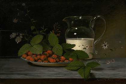 草莓和奶油拉斐尔·皮尔`Strawberries and Cream (1816) by Raphaelle Peale