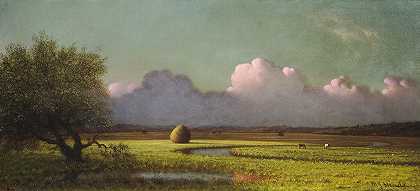 阳光和阴影——纽伯里沼泽`Sunlight and Shadow – The Newbury Marshes (c. 1871~1875) by Martin Johnson Heade