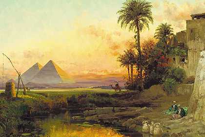 黄昏的金字塔`The Pyramids at Dusk (1907) by Carl Wuttke